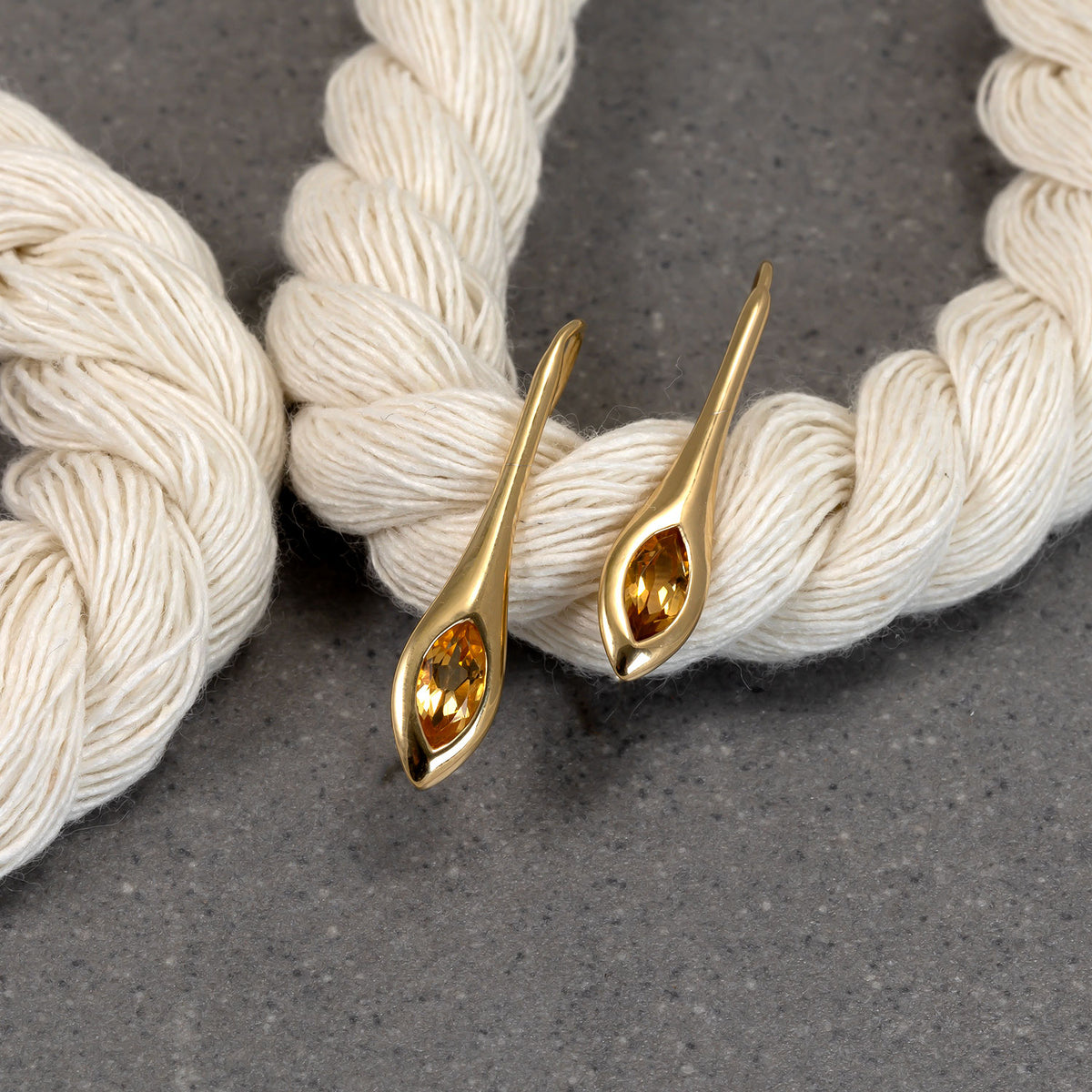 Gold Vermeil & Citrene Elegant Marquise Drop Earrings