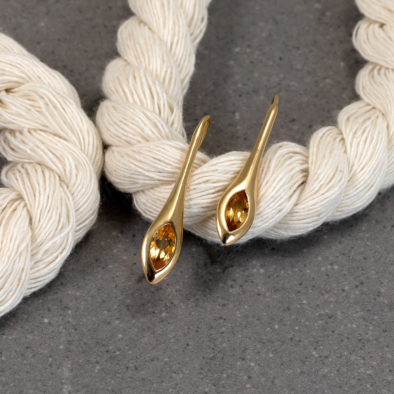 Gold Vermeil & Citrene Elegant Marquise Drop Earrings