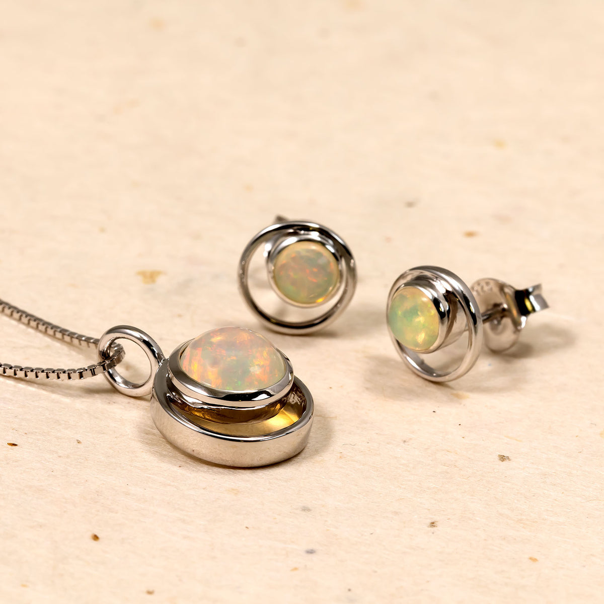 Sterling Silver & Opal Circles Pendant