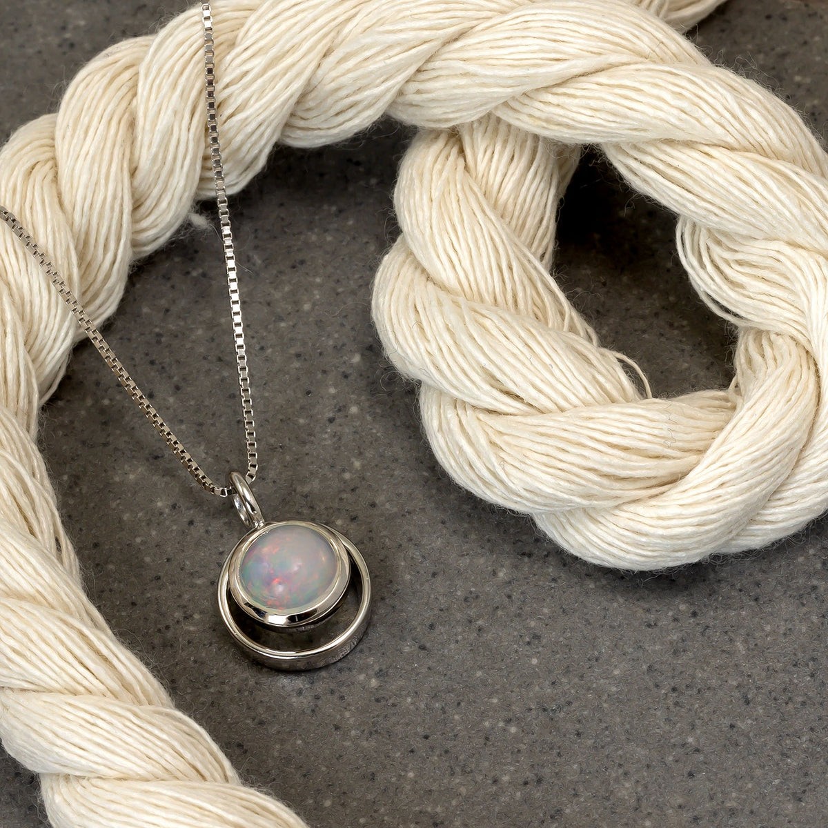 Sterling Silver & Opal Circles Pendant