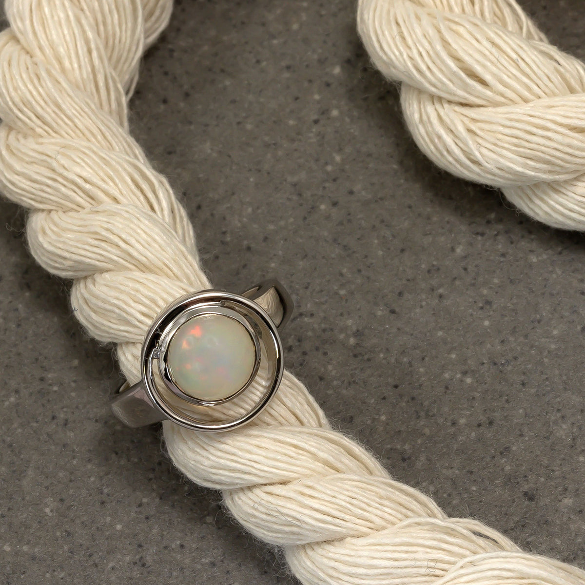 Sterling Silver & Opal Circles Ring