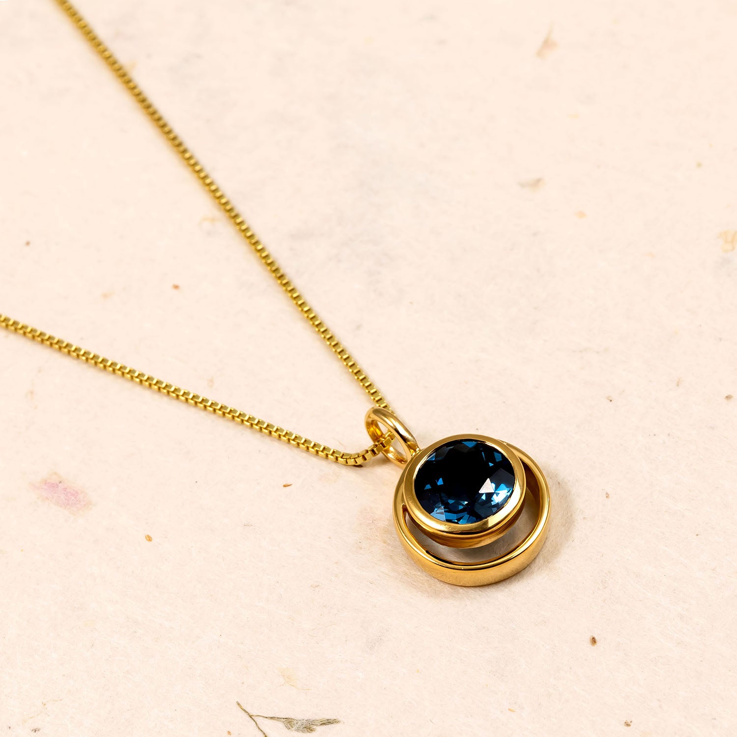 Gold Vermeil & London Blue Topaz Circles Pendant