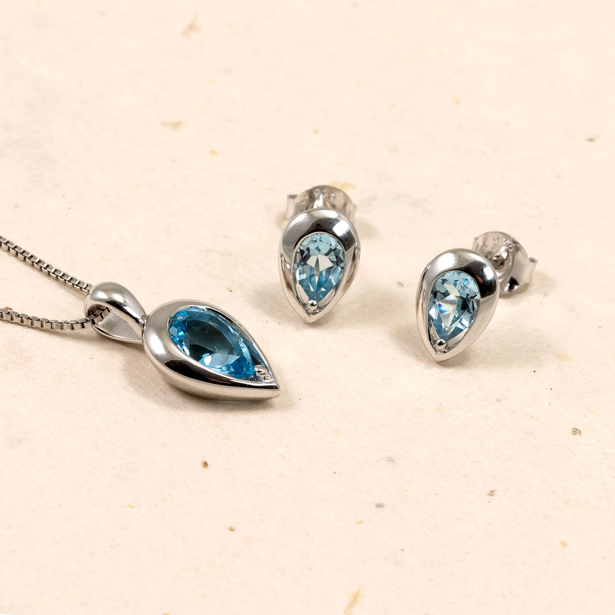 Sterling Silver & Sky Blue Topaz Teardrop Stud Earrings