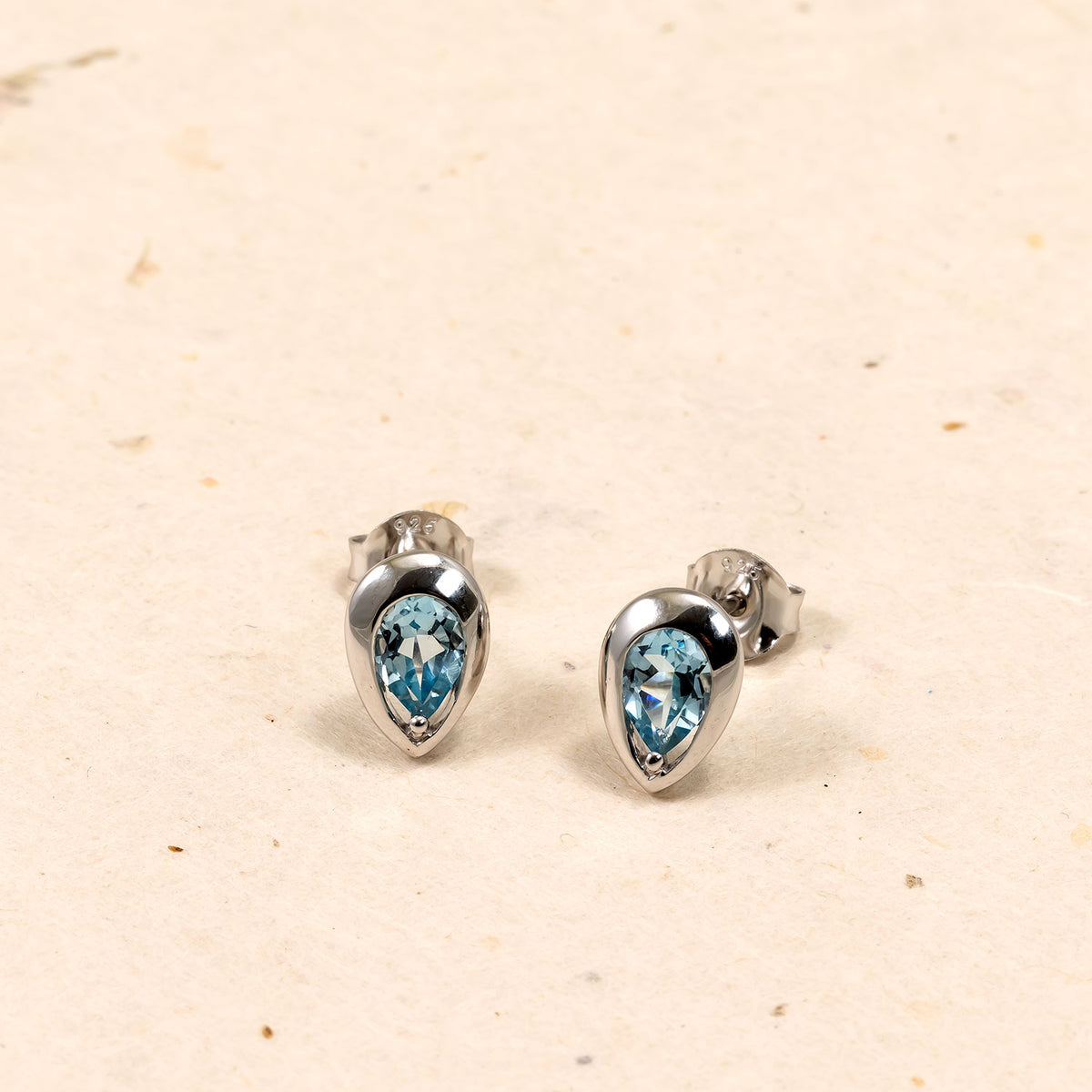 Sterling Silver & Sky Blue Topaz Teardrop Stud Earrings