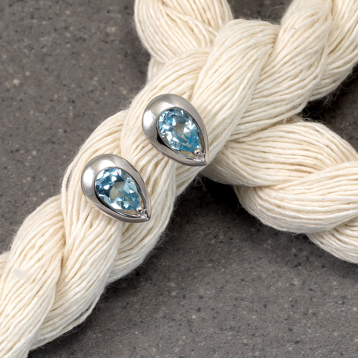 Sterling Silver & Sky Blue Topaz Teardrop Stud Earrings