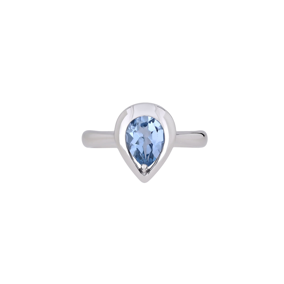 Sterling Silver &amp; Sky Blue Topaz Teardrop Ring
