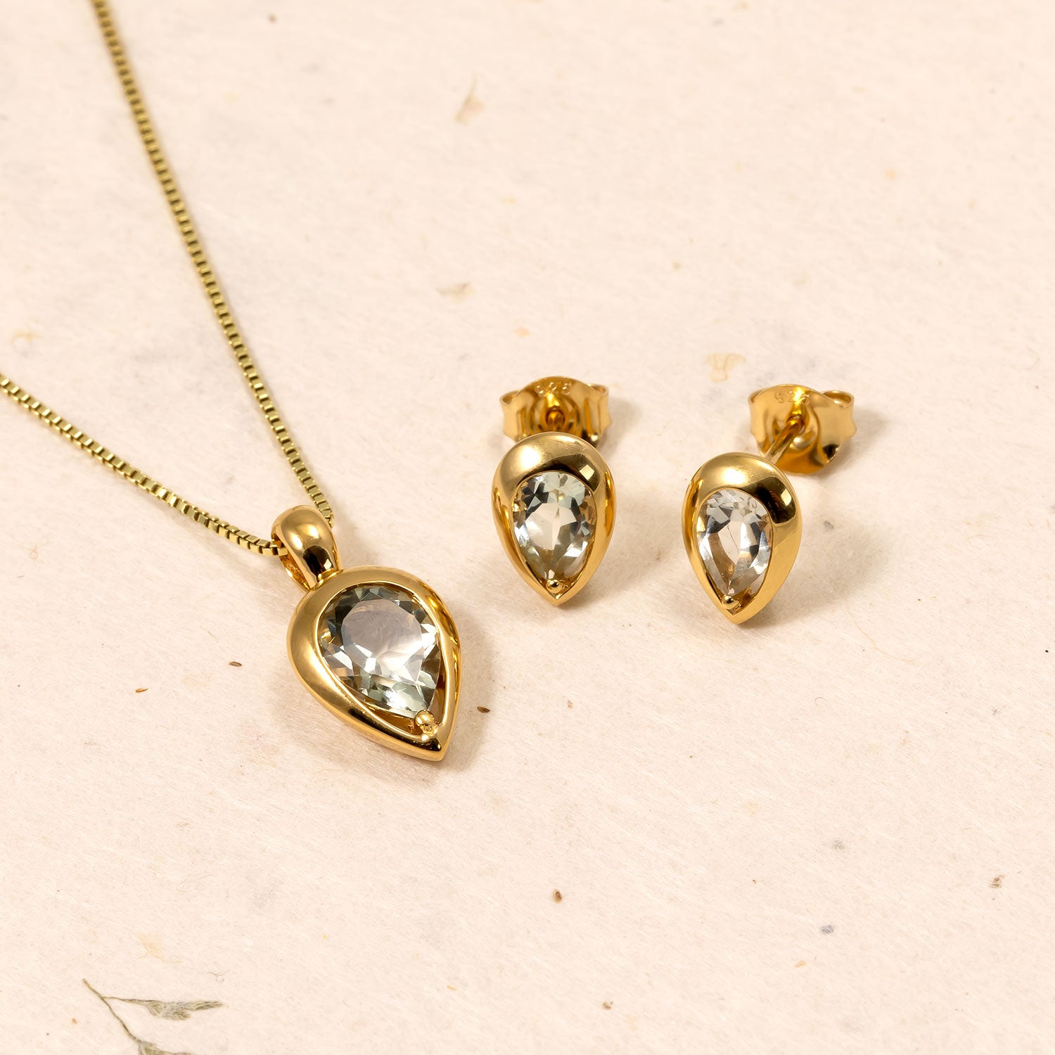 Gold Vermeil & Green Amethyst Teardrop Pendant