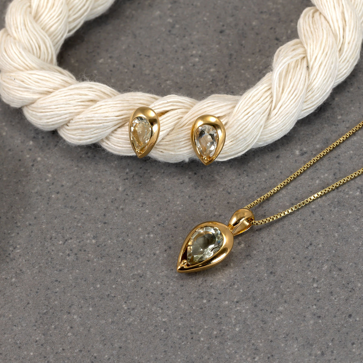 Gold Vermeil & Green Amethyst Teardrop Pendant