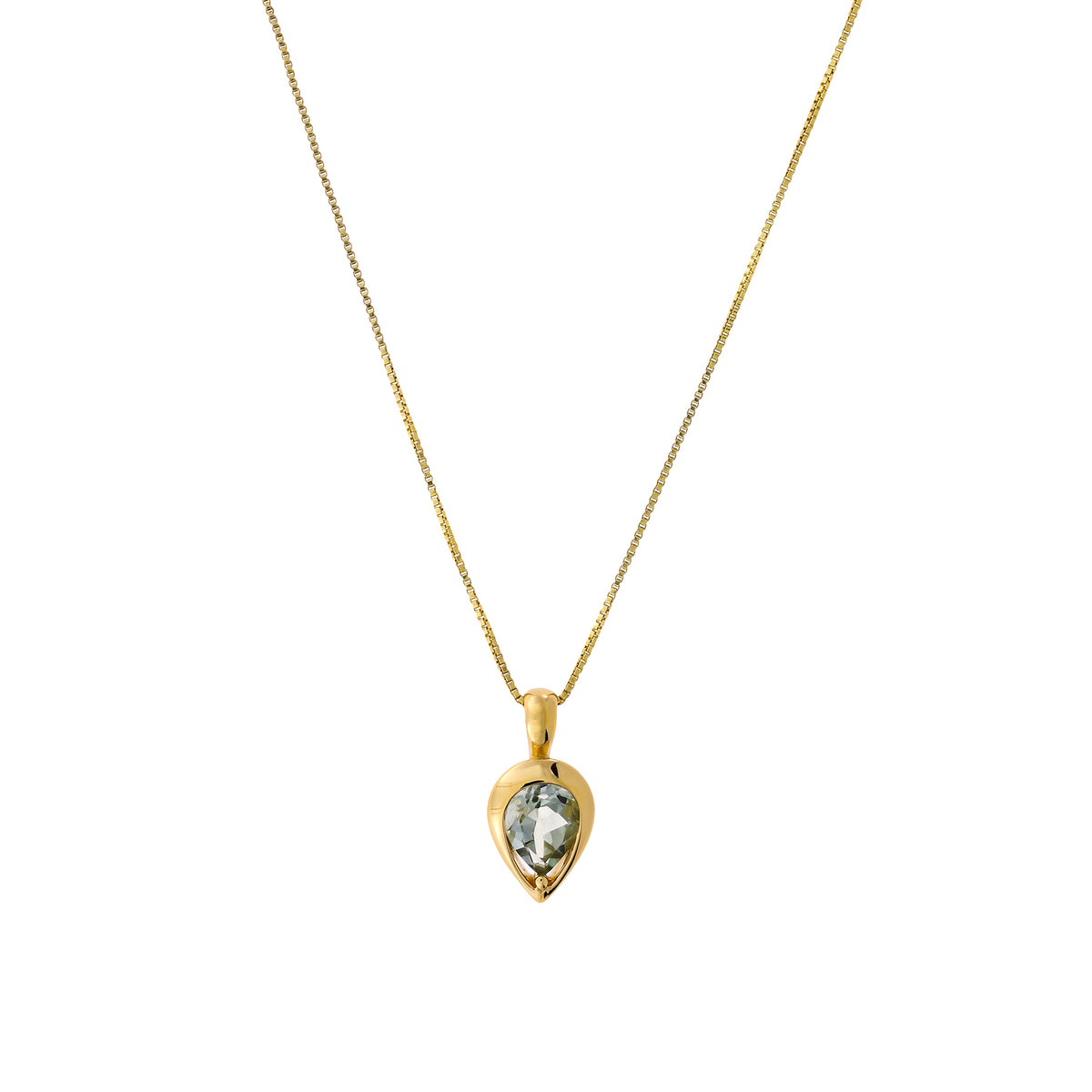 Gold Vermeil &amp; Green Amethyst Teardrop Pendant