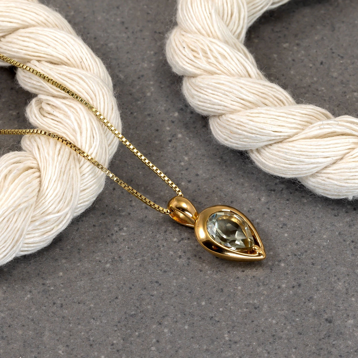 Gold Vermeil & Green Amethyst Teardrop Pendant