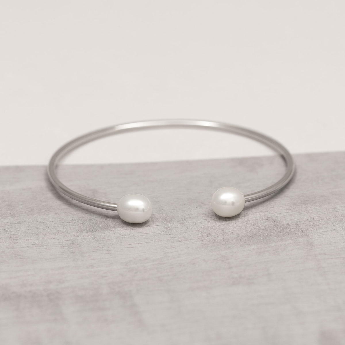 Silver Freshwater Pearls Flexi Cuff Bangle