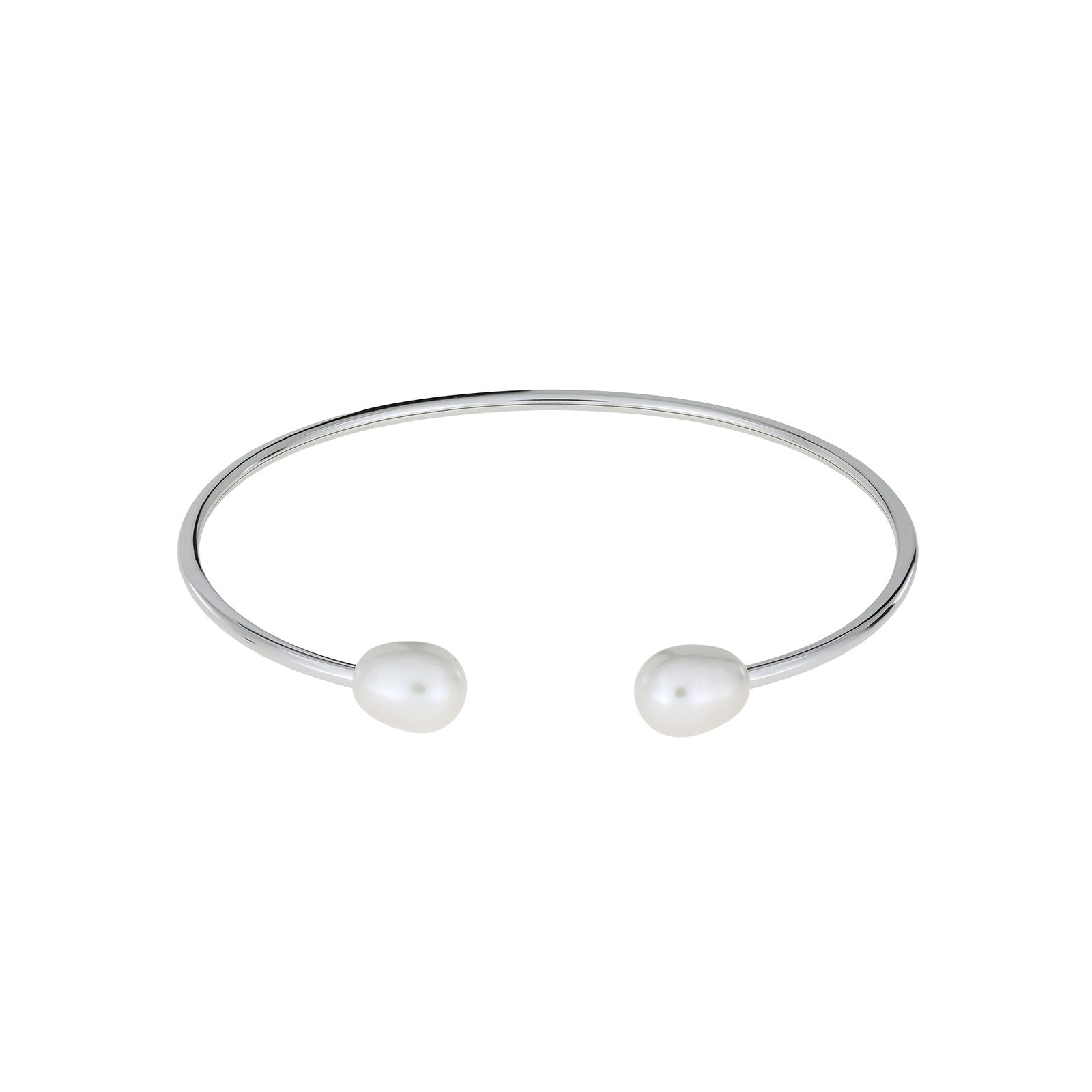 Silver Freshwater Pearls Flexi Cuff Bangle