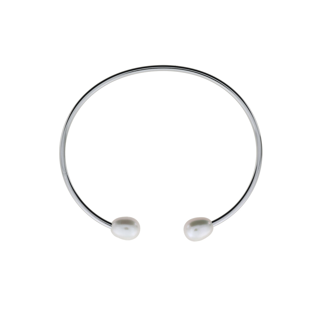 Silver Freshwater Pearls Flexi Cuff Bangle