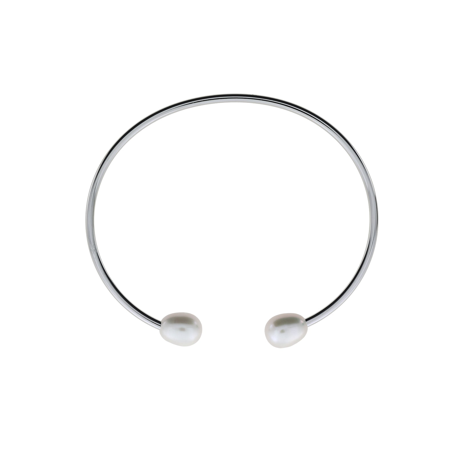 Silver Freshwater Pearls Flexi Cuff Bangle