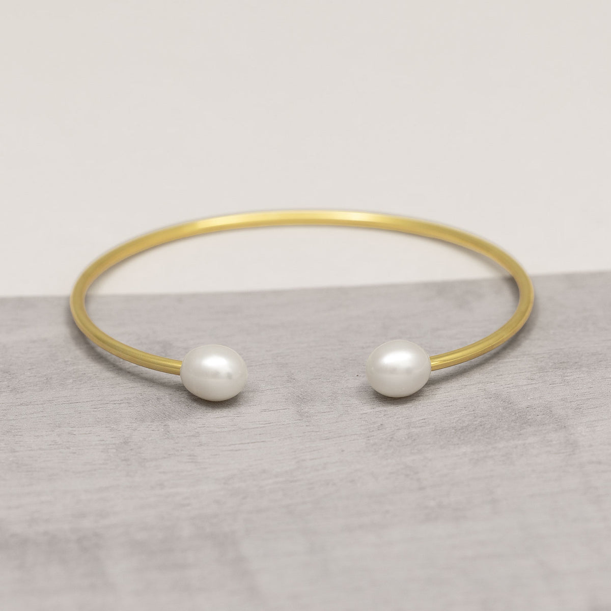 Gold Vermeil Freshwater Pearls Flexi Cuff Bangle