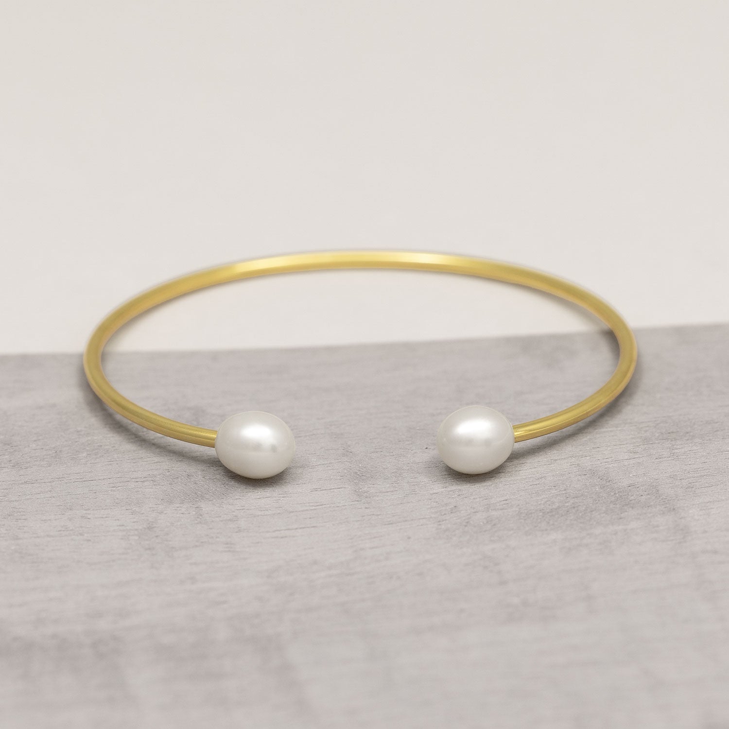 Gold Vermeil Freshwater Pearls Flexi Cuff Bangle