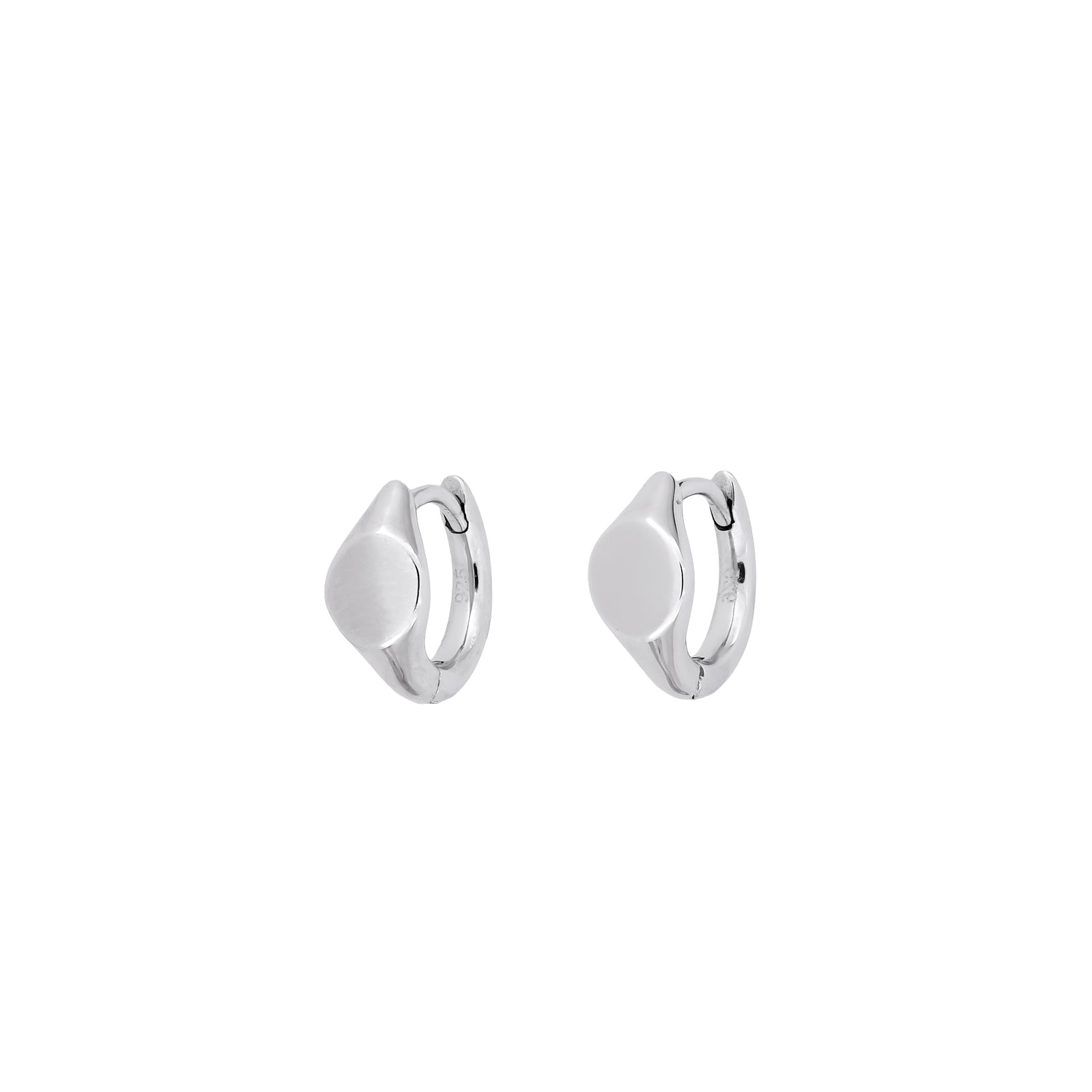 Sterling Silver Signet Mini Hinge Hoop Earrings