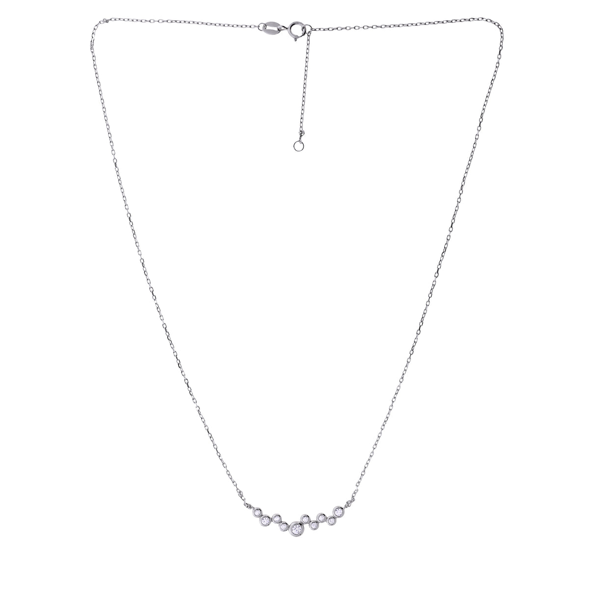 Silver &amp; Cubic Zirconia Cluster Necklace