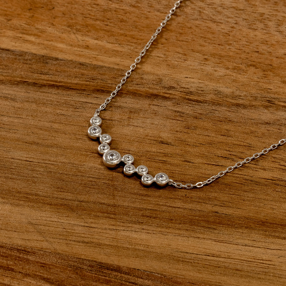 Silver & Cubic Zirconia Cluster Necklace