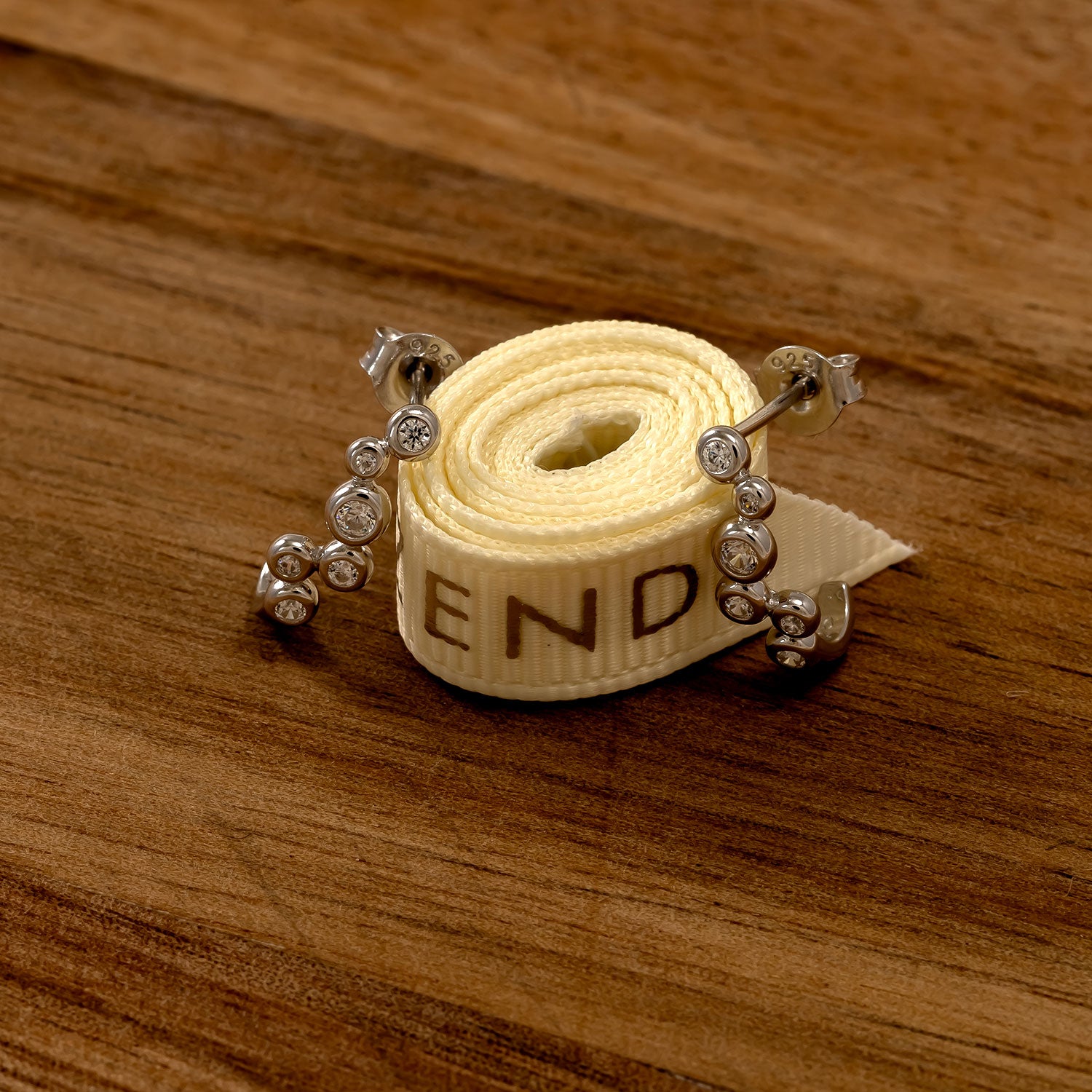 Silver & Cubic Zirconia Cluster Half Hoop Earrings