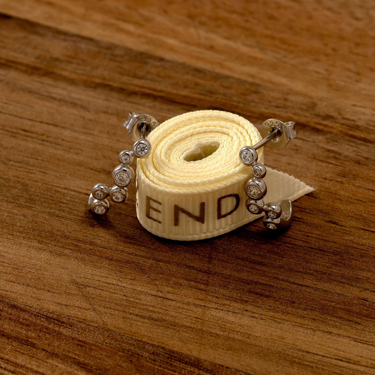 Silver & Cubic Zirconia Cluster Half Hoop Earrings