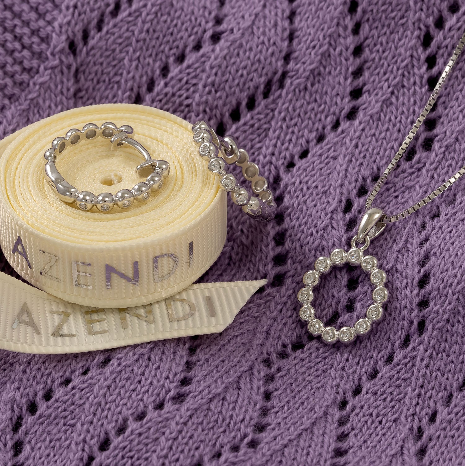 Silver Hoop Earrings with Cubic Zirconia