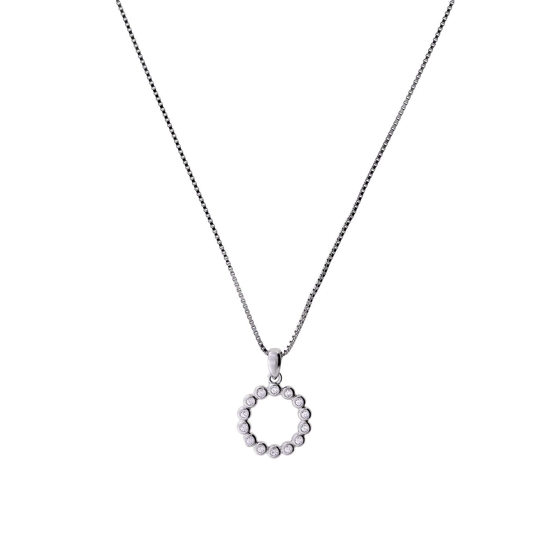 Silver Full Circle Cubic Zirconia Pendant