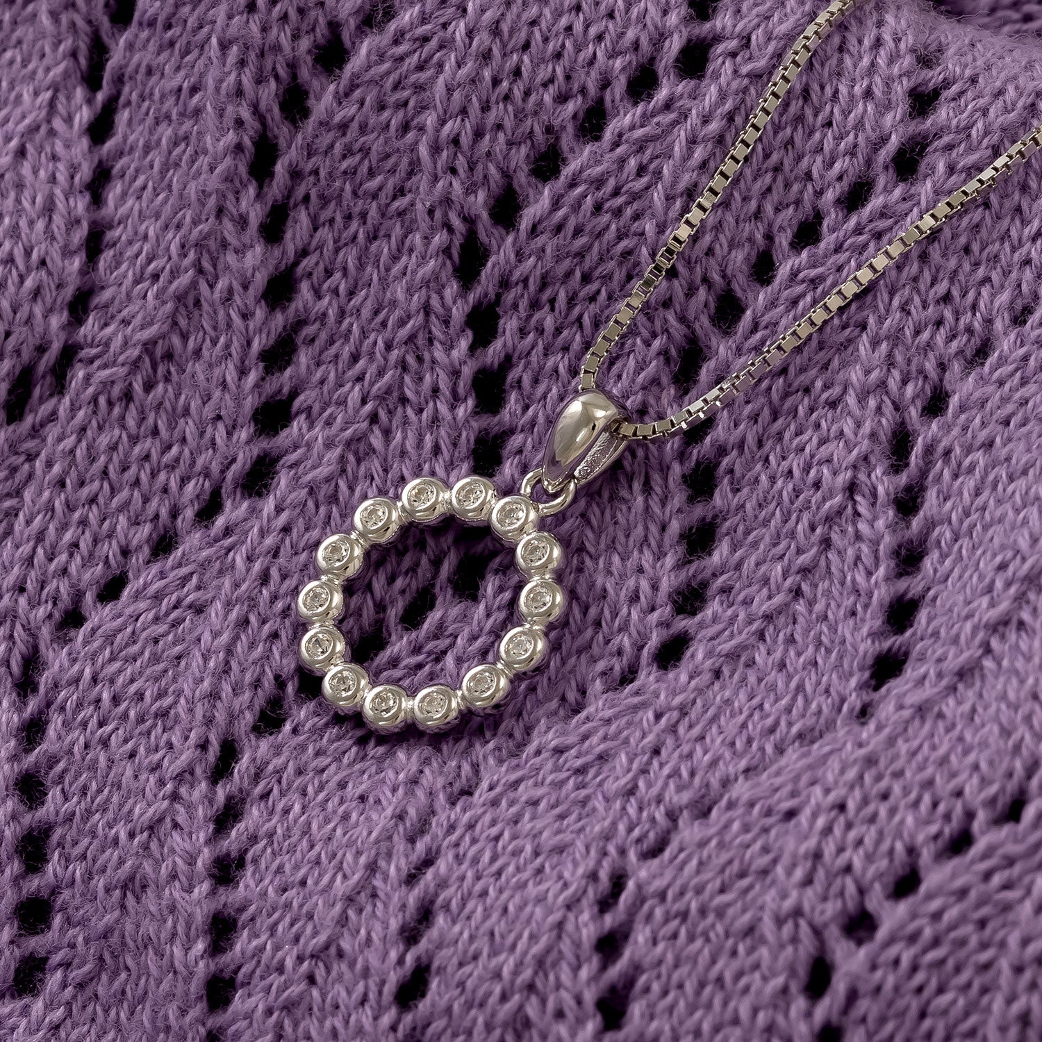 Silver Full Circle Cubic Zirconia Pendant