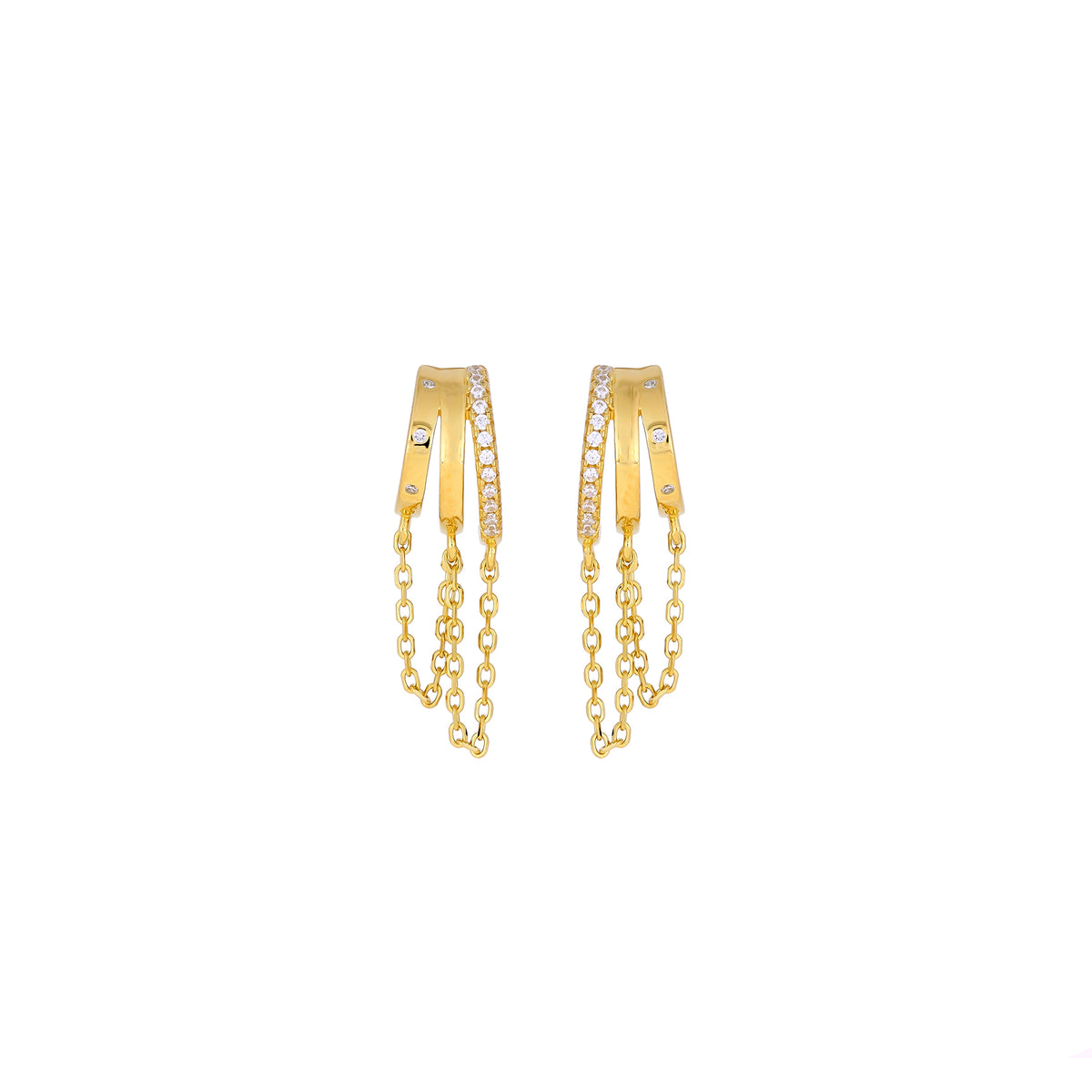 Gold Vermeil Chains Hoop Earrings
