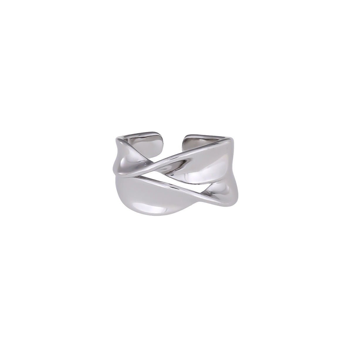 Silver Twisted Twin Strand Adjustable Ring