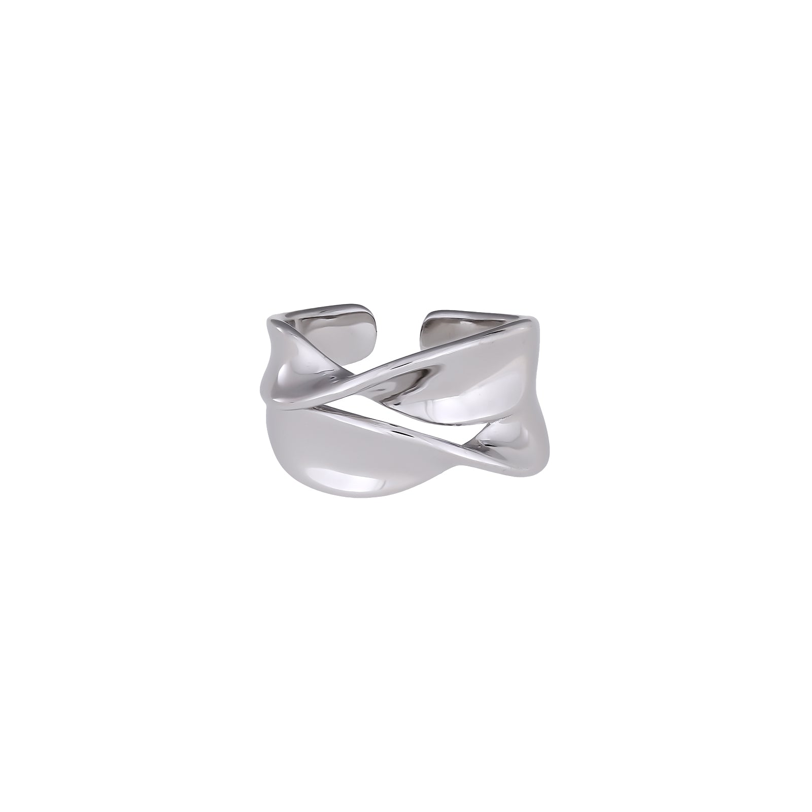 Silver Twisted Twin Strand Adjustable Ring
