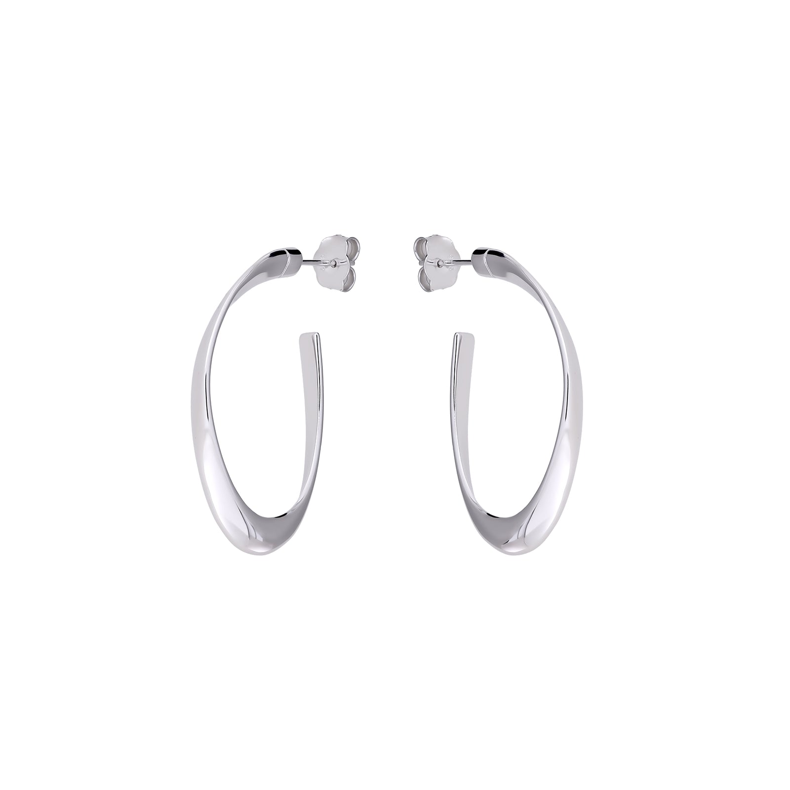 Silver Large Twist Hoop Earrings