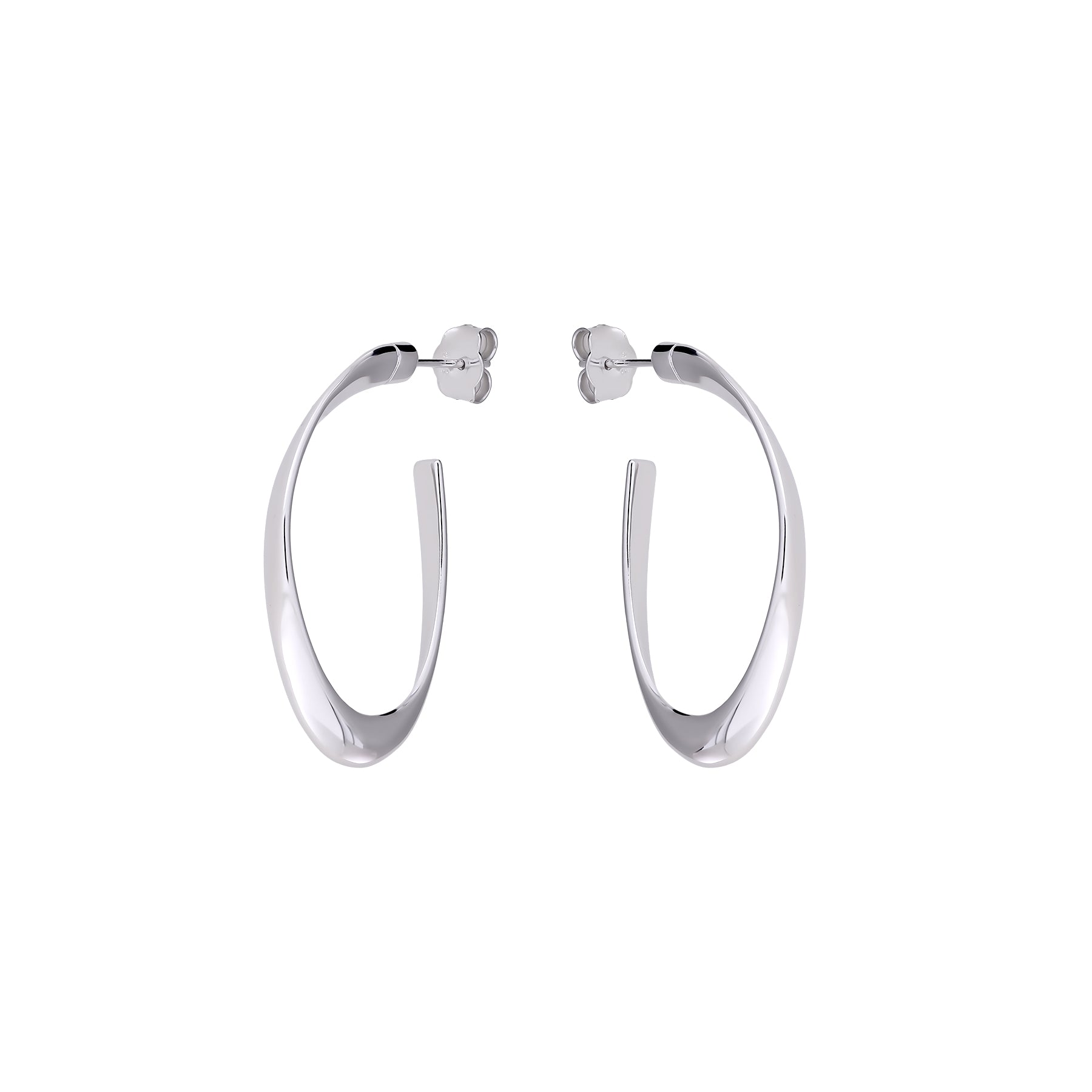 Silver Large Twist Hoop Earrings