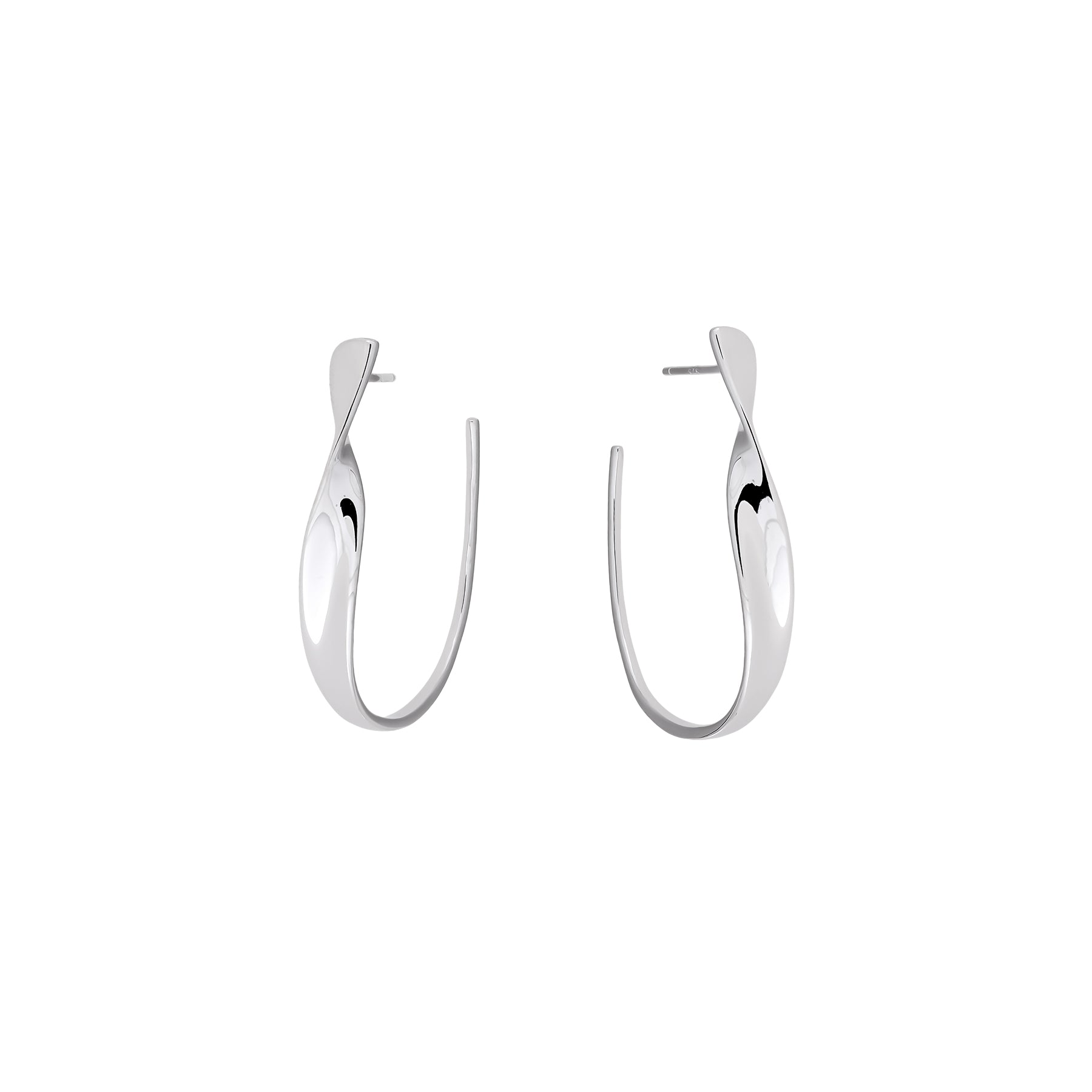 Silver Twist Three-Quarter Hoop Earrings