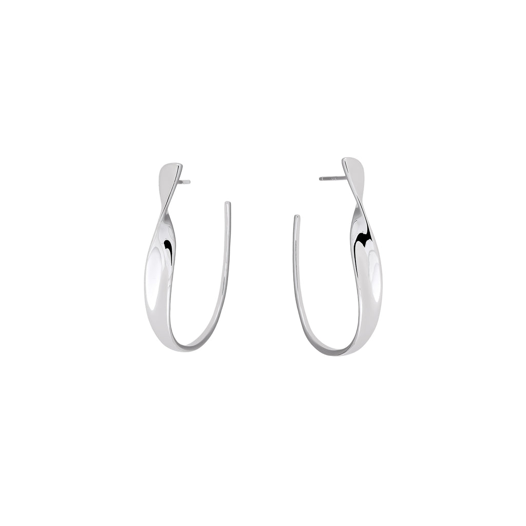 Silver Twist Three-Quarter Hoop Earrings - Azendi