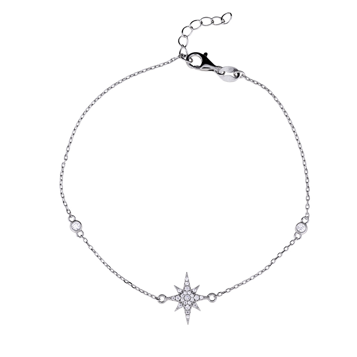 Silver &amp; Cubic Zirconia Star Bracelet