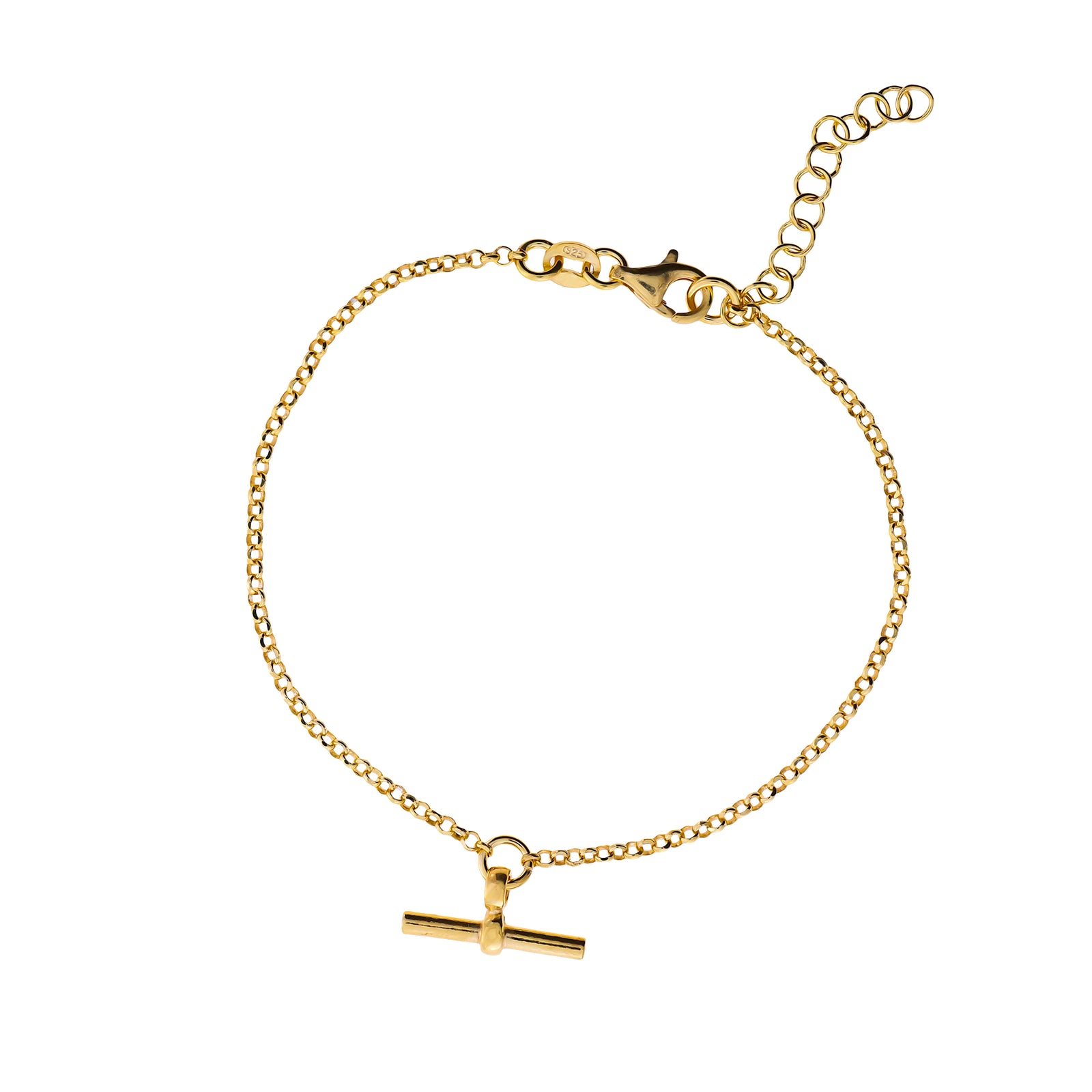 Gold Vermeil T-Bar Fob Bracelet