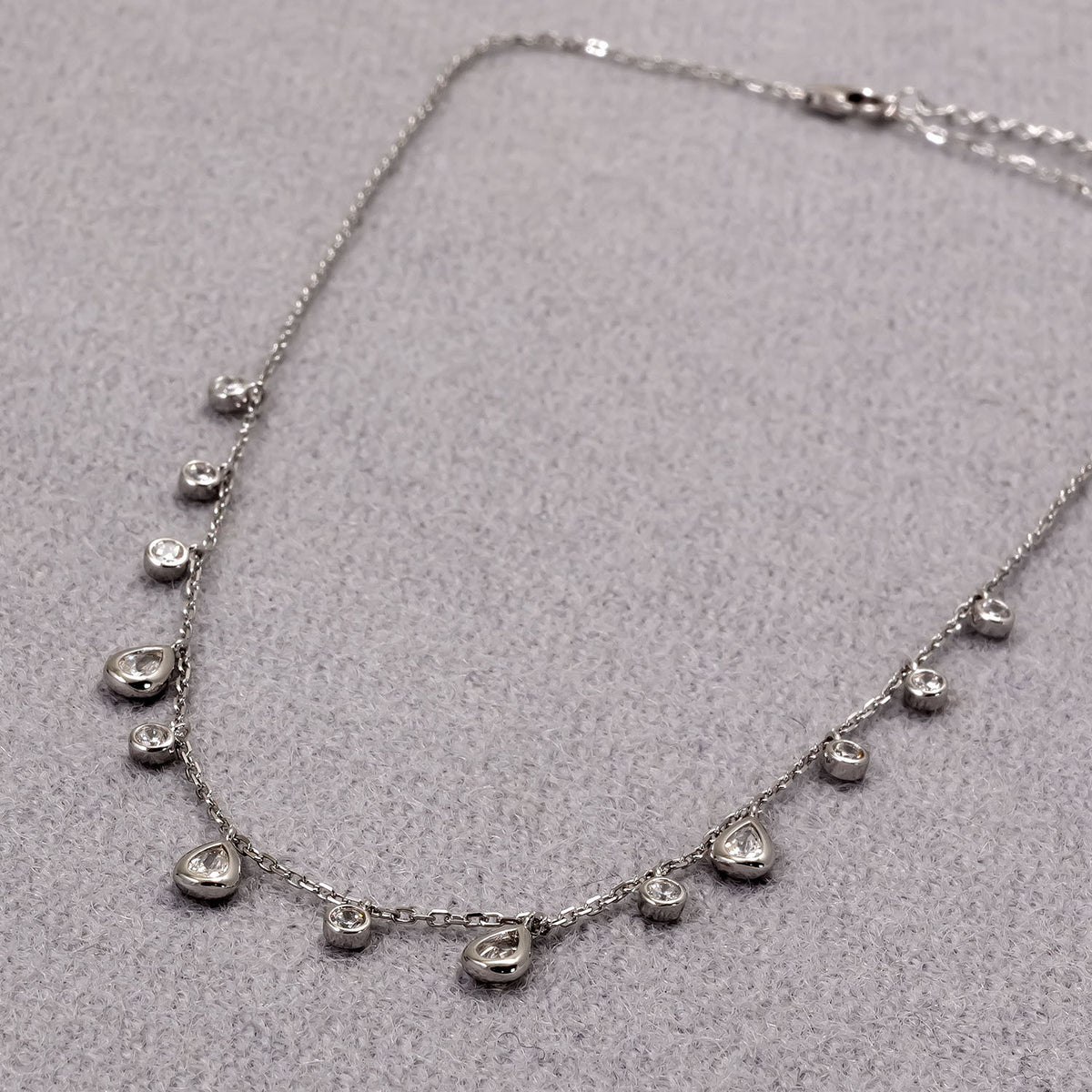 Sterling Silver and Cubic Zirconia Droplets Necklace