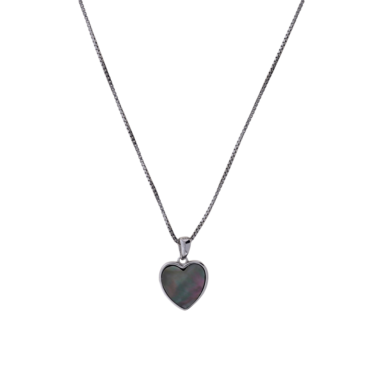 Sterling Silver &amp; Grey Mother of Pearl Heart Pendant