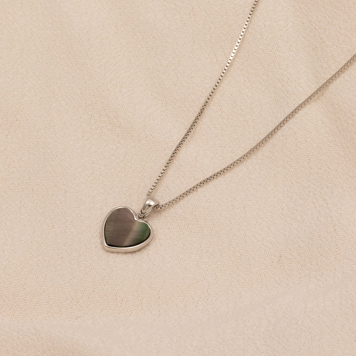 Sterling Silver & Grey Mother of Pearl Heart Pendant