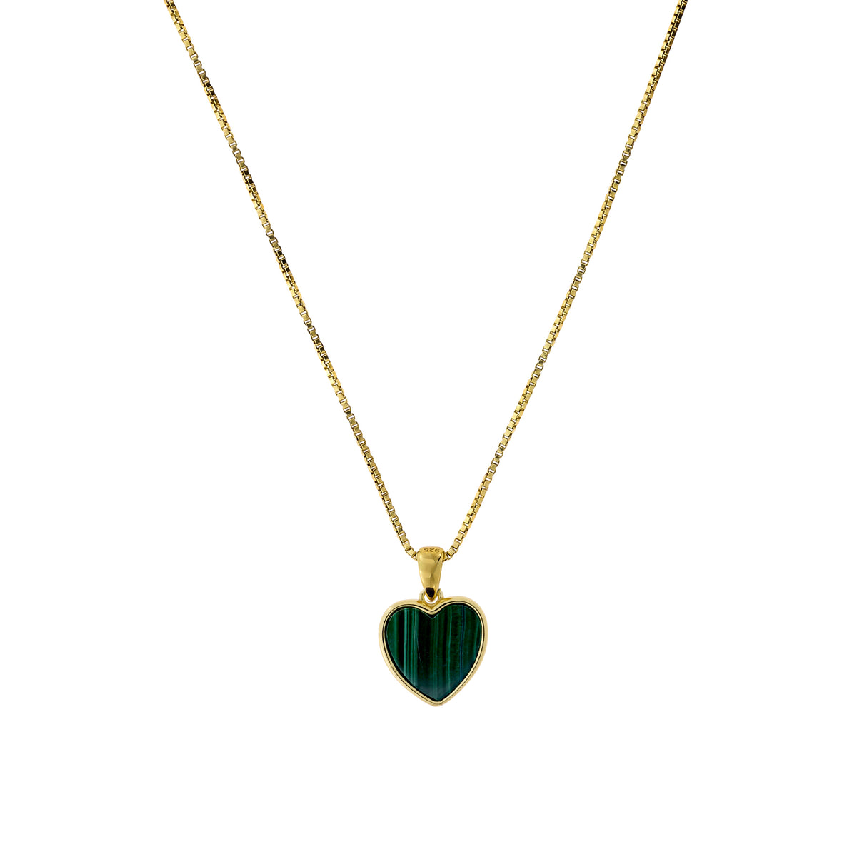 Gold Vermeil &amp; Malachite Heart Pendant