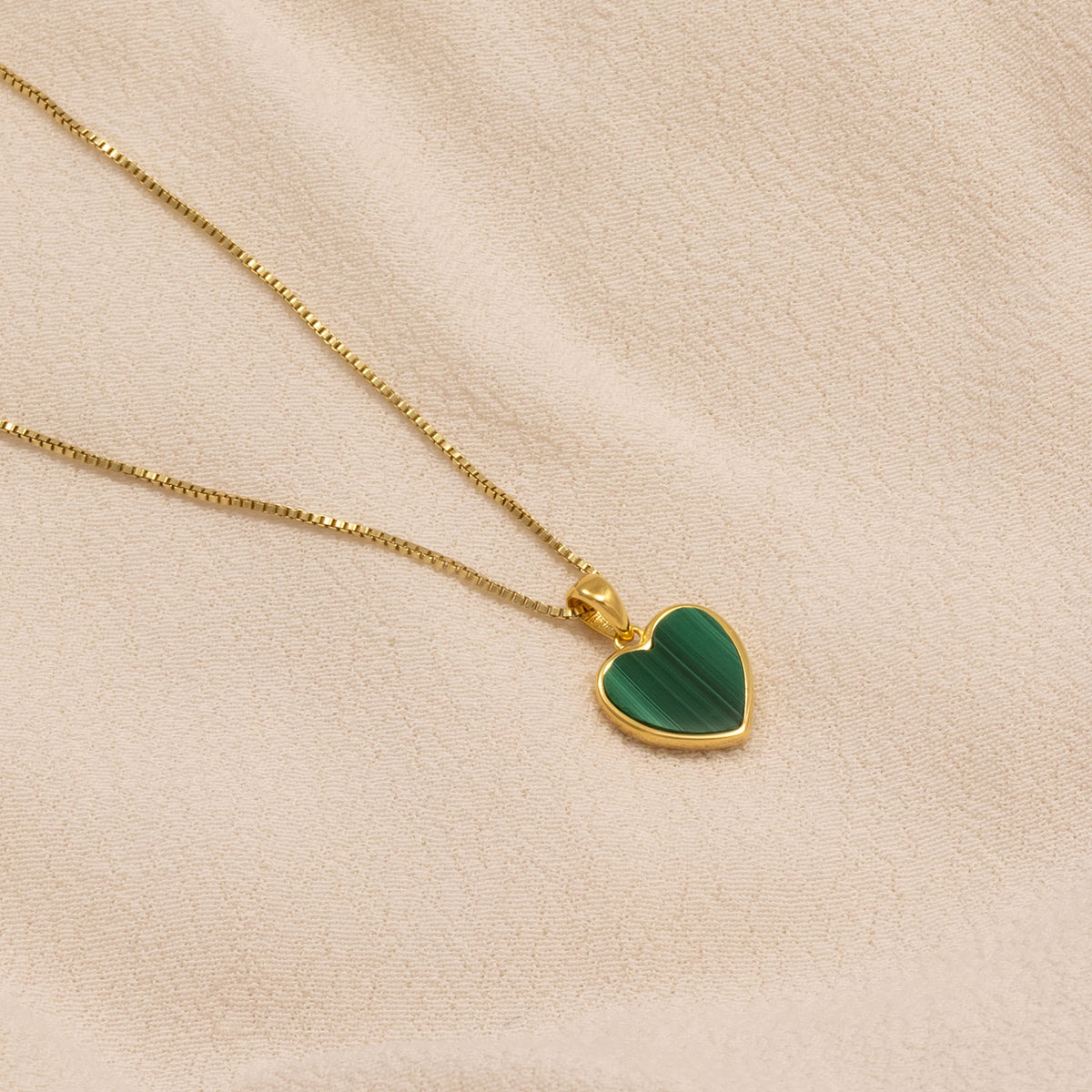 Gold Vermeil & Malachite Heart Pendant