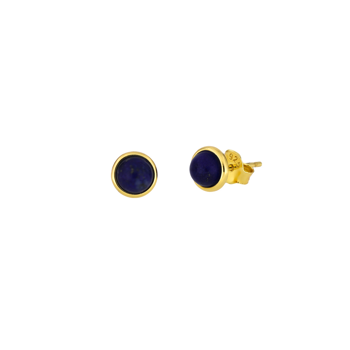 Gold Vermeil &amp; Lapis Circle Stud Earrings