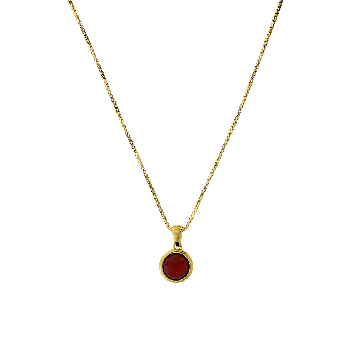 Gold Vermeil &amp; Red Agate Circle Pendant