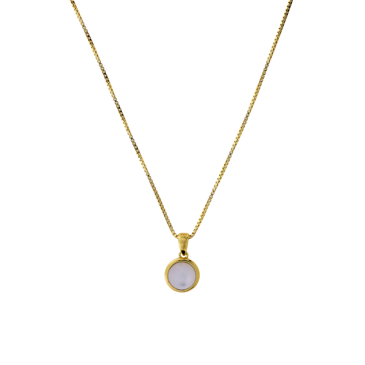 Gold Vermeil &amp; White Mother of Pearl Circle Pendant