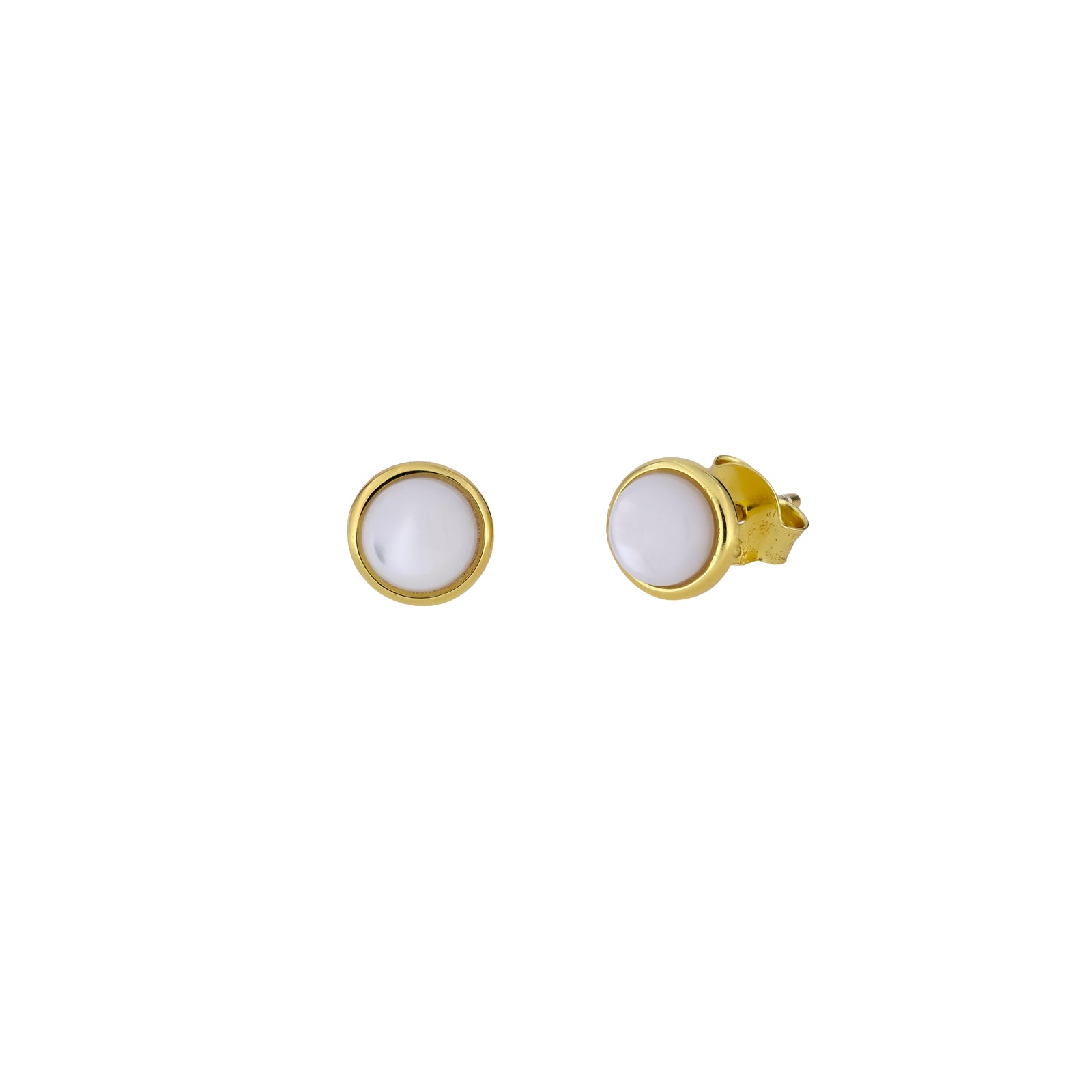Gold Vermeil & White Mother of Pearl Circle Stud Earrings
