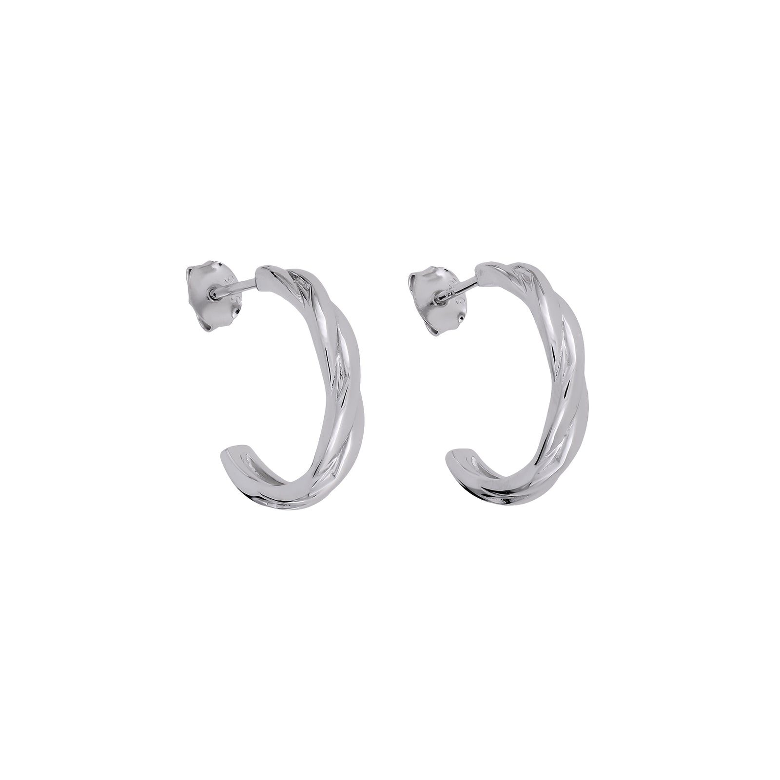 Silver Crossover Twisting Hoops