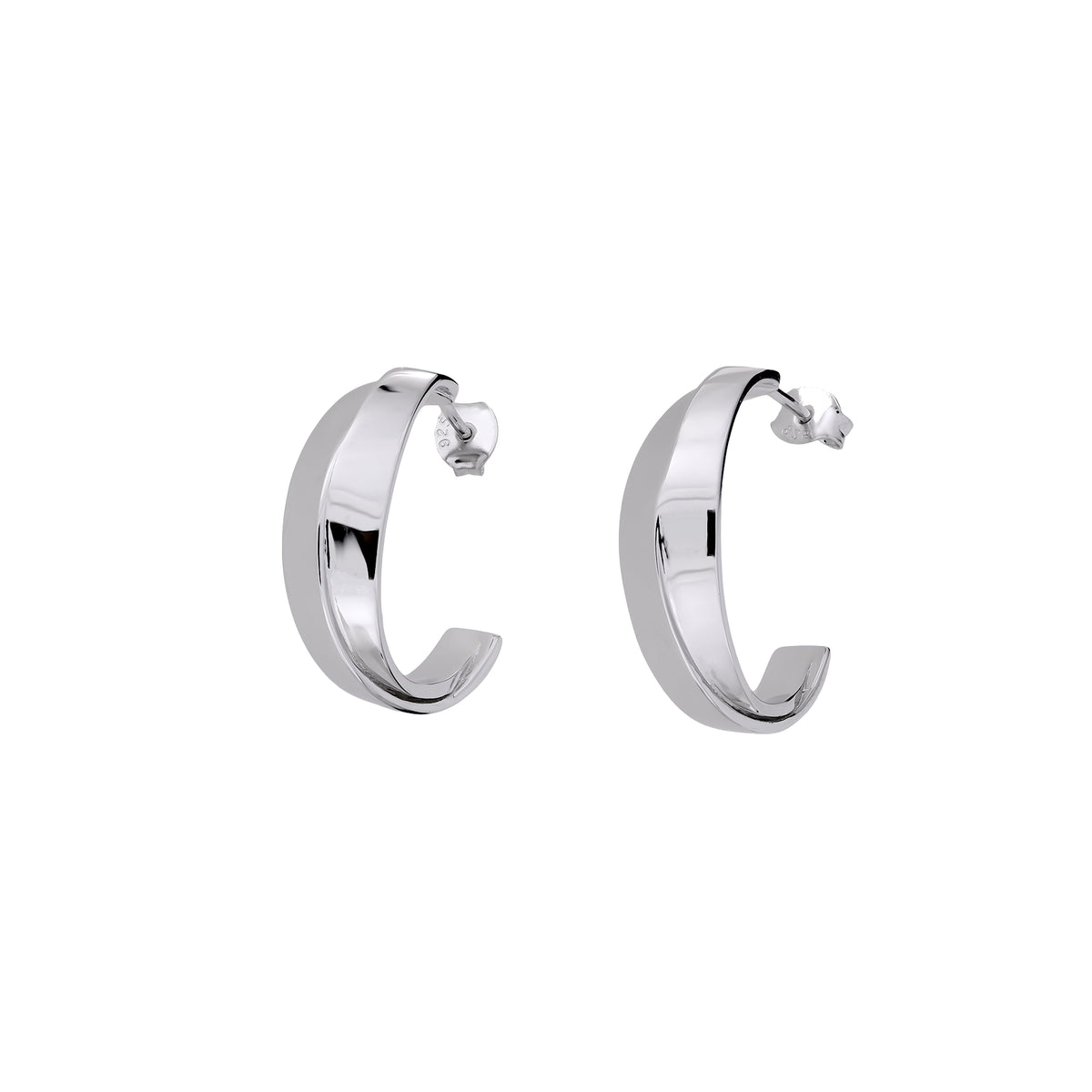 Silver Large Crossover Hoop Earrings