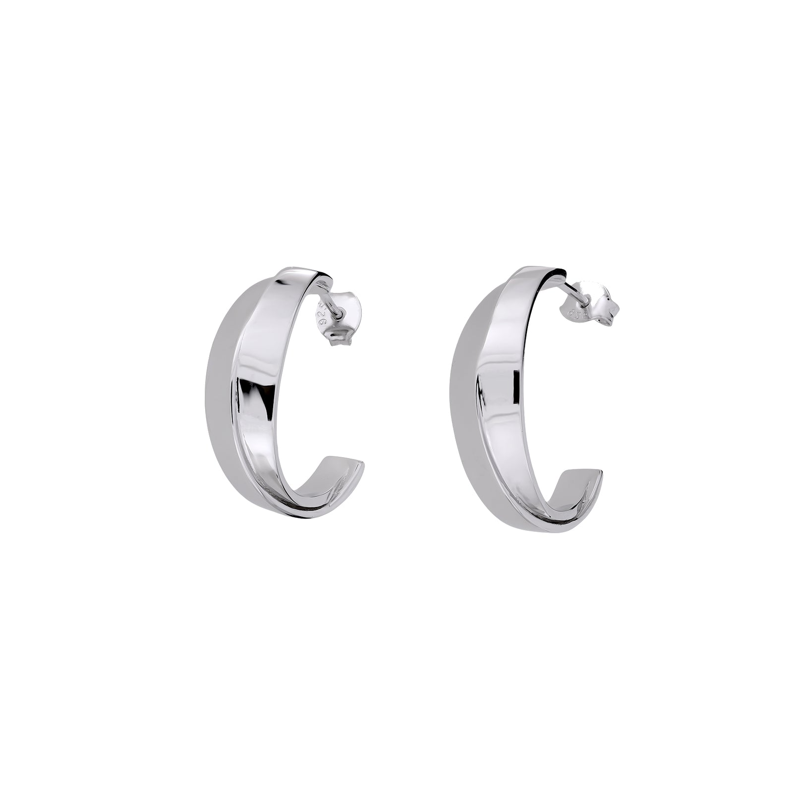 Silver Large Crossover Hoop Earrings