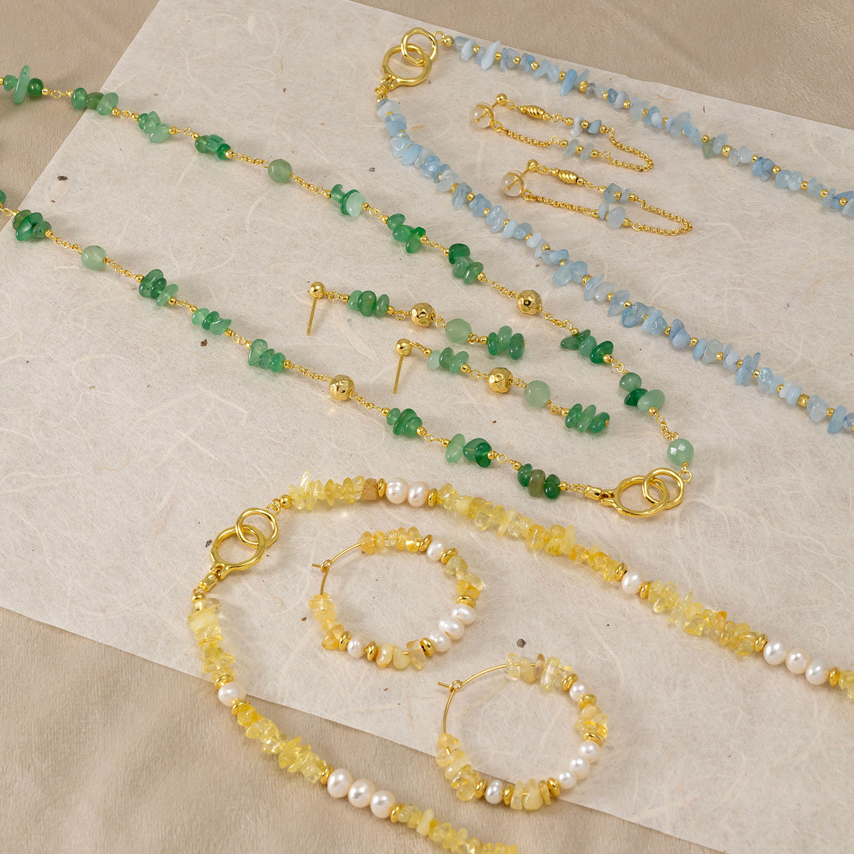 Gold Vermeil and Aventurine Drop Earrings